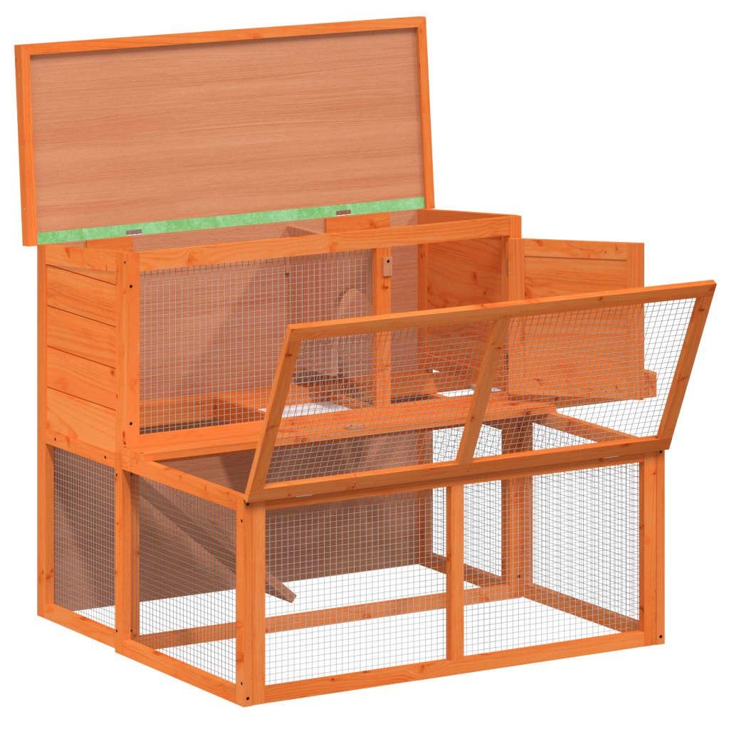 Rabbit Hutch Brown 40.2"x35.4"x33.3" Solid Wood Pine - 7DAY'S