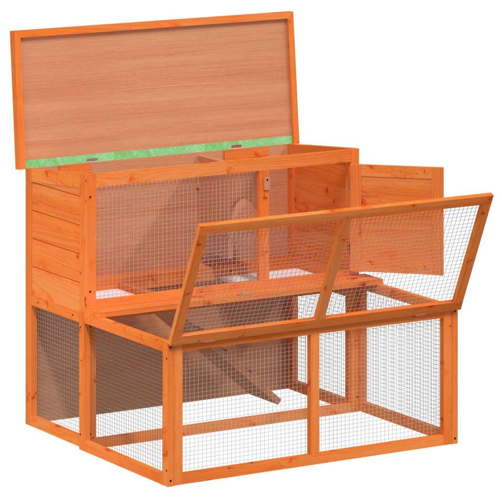 Rabbit Hutch Brown 40.2"x35.4"x33.3" Solid Wood Pine - 7DAY'S