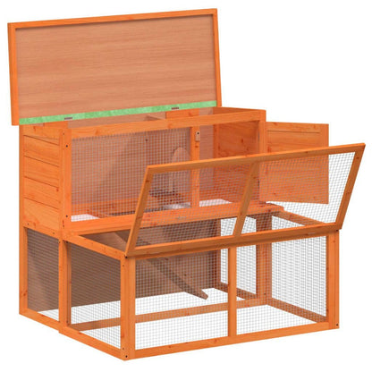 Rabbit Hutch Brown 40.2"x35.4"x33.3" Solid Wood Pine - 7DAY'S