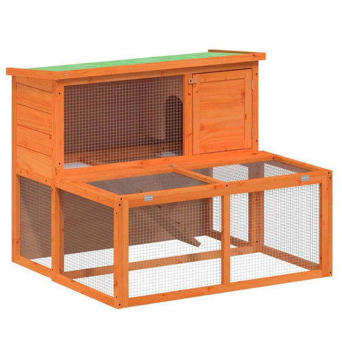 Rabbit Hutch Brown 40.2"x35.4"x33.3" Solid Wood Pine - 7DAY'S