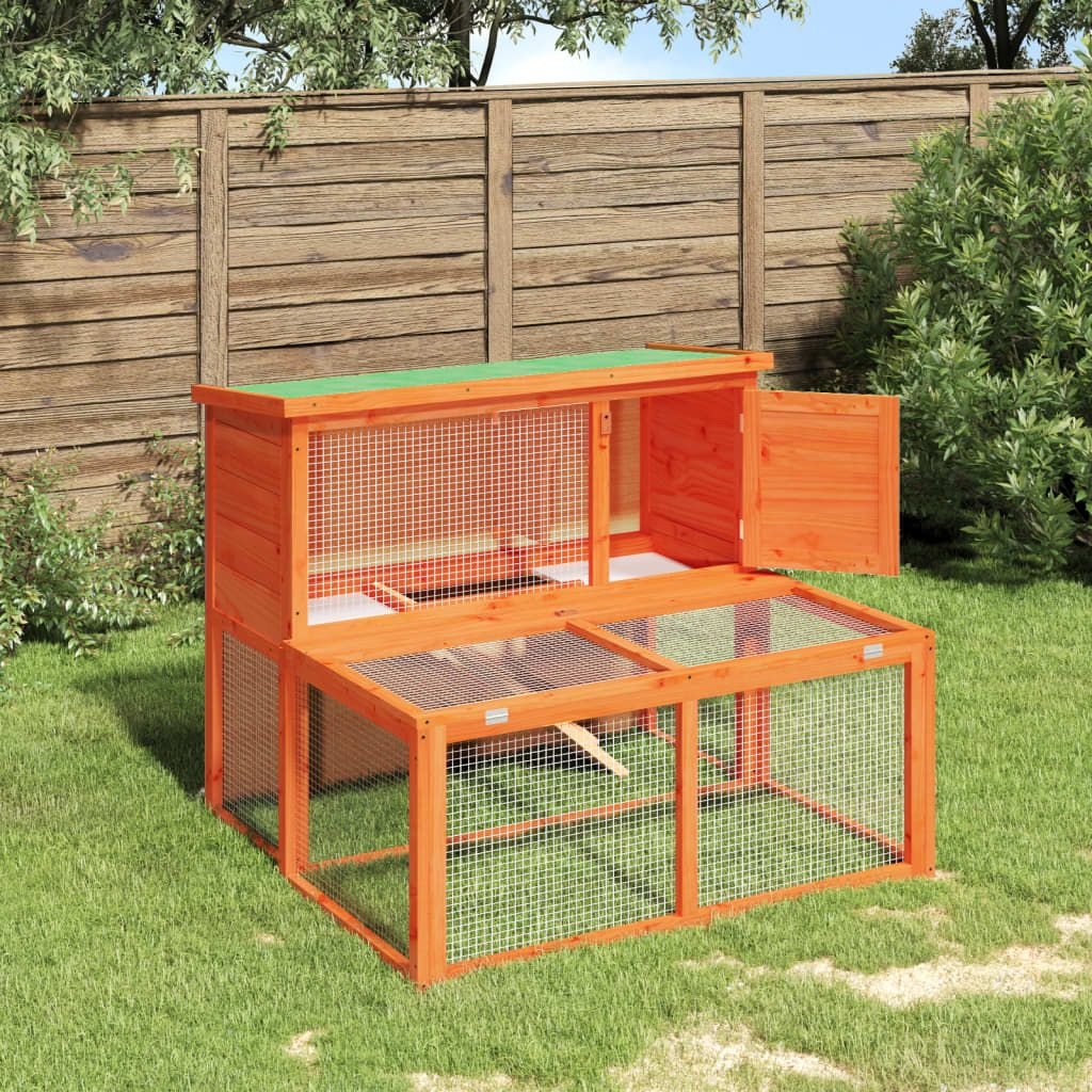 Rabbit Hutch Brown 40.2"x35.4"x33.3" Solid Wood Pine - 7DAY'S