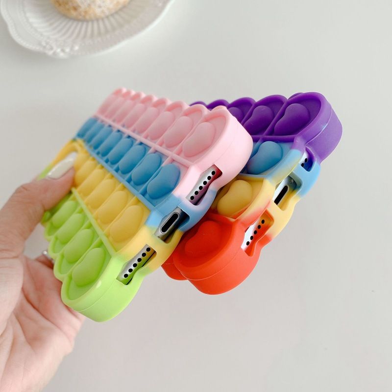 Rainbow Love Bubble is applicable to iPhone12 12 decompression mobile phone case. The pioneer XR pinch decompression protective sleeve is soft - 7DAY'S