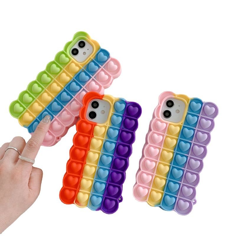 Rainbow Love Bubble is applicable to iPhone12 12 decompression mobile phone case. The pioneer XR pinch decompression protective sleeve is soft - 7DAY'S