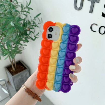 Rainbow Love Bubble is applicable to iPhone12 12 decompression mobile phone case. The pioneer XR pinch decompression protective sleeve is soft - 7DAY'S
