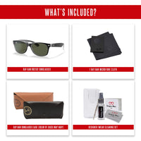 Ray - Ban RB2132 NEW WAYFARER Square Sunglasses For Men For Women + BUNDLE with Designer iWear Eyewear Care Kit - 7DAY'S