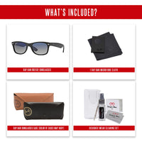 Ray - Ban RB2132 POLARIZED NEW WAYFARER Square Sunglasses For Men For Women + BUNDLE with Designer iWear Eyewear Care Kit - 7DAY'S