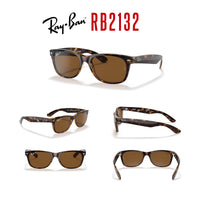 Ray - Ban RB2132 POLARIZED NEW WAYFARER Square Sunglasses For Men For Women + BUNDLE with Designer iWear Eyewear Care Kit - 7DAY'S