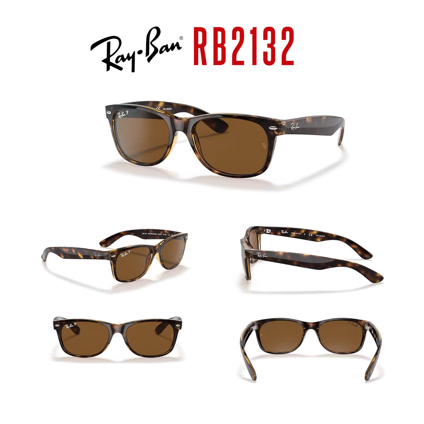 Ray - Ban RB2132 POLARIZED NEW WAYFARER Square Sunglasses For Men For Women + BUNDLE with Designer iWear Eyewear Care Kit - 7DAY'S