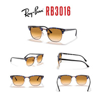 Ray - Ban RB3016 CLUBMASTER Sunglasses For Men For Women + BUNDLE with Designer iWear Eyewear Care Kit - 7DAY'S