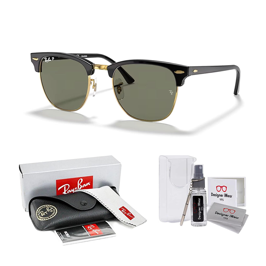 Ray - Ban RB3016 CLUBMASTER Sunglasses For Men For Women + BUNDLE with Designer iWear Eyewear Care Kit - 7DAY'S
