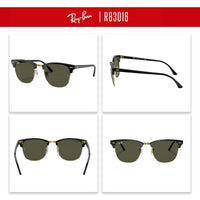 Ray - Ban RB3016 CLUBMASTER Sunglasses For Men For Women + BUNDLE with Designer iWear Eyewear Care Kit - 7DAY'S