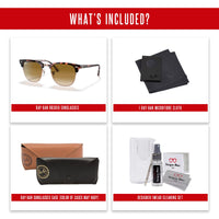 Ray - Ban RB3016 CLUBMASTER Sunglasses For Men For Women + BUNDLE with Designer iWear Eyewear Care Kit - 7DAY'S
