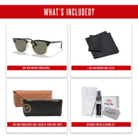 Ray - Ban RB3016 CLUBMASTER Sunglasses For Men For Women + BUNDLE with Designer iWear Eyewear Care Kit - 7DAY'S