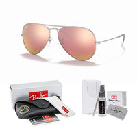 Ray - Ban RB3025 Metal Aviator Sunglasses For Men For Women + BUNDLE with Designer iWear Eyewear Care Kit - 7DAY'S