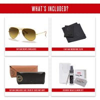 Ray - Ban RB3025 Metal Aviator Sunglasses For Men For Women + BUNDLE with Designer iWear Eyewear Care Kit - 7DAY'S