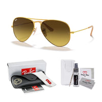 Ray - Ban RB3025 Metal Aviator Sunglasses For Men For Women + BUNDLE with Designer iWear Eyewear Care Kit - 7DAY'S