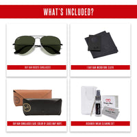 Ray - Ban RB3025 Metal Aviator Sunglasses For Men For Women + BUNDLE with Designer iWear Eyewear Care Kit - 7DAY'S