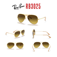 Ray - Ban RB3025 Metal Aviator Sunglasses For Men For Women + BUNDLE with Designer iWear Eyewear Care Kit - 7DAY'S