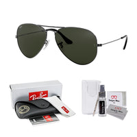 Ray - Ban RB3025 Metal Aviator Sunglasses For Men For Women + BUNDLE with Designer iWear Eyewear Care Kit - 7DAY'S
