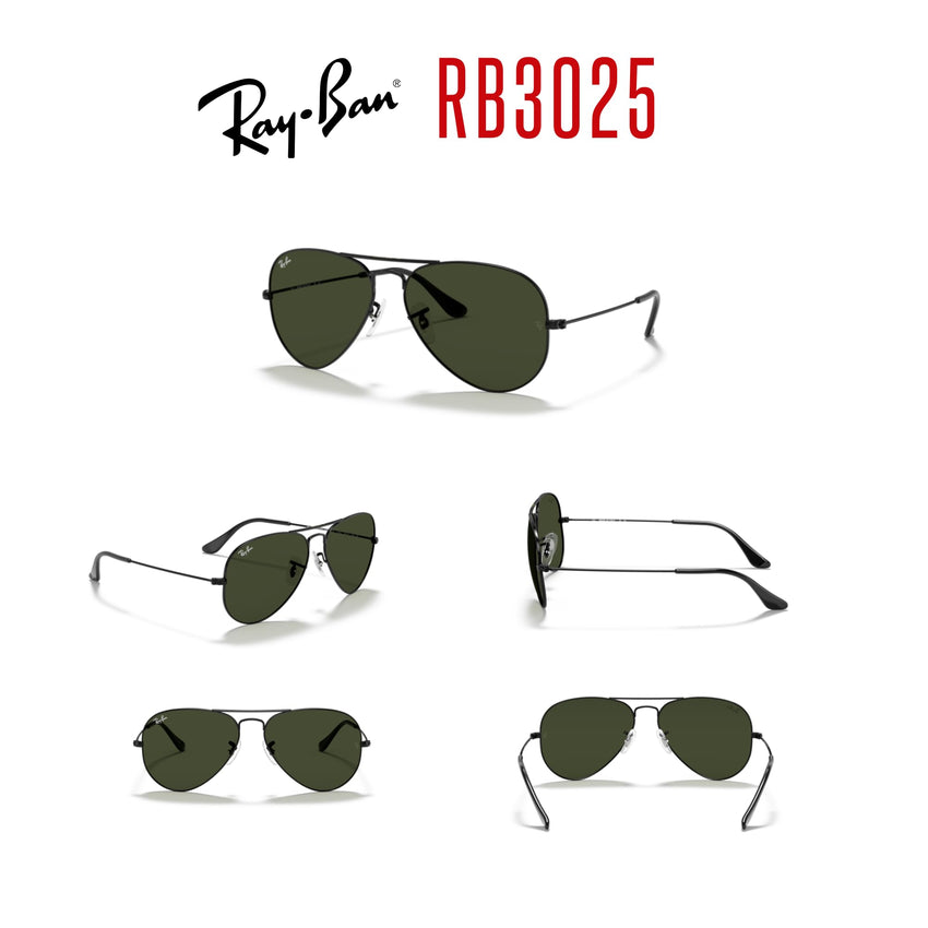 Ray - Ban RB3025 Metal Aviator Sunglasses For Men For Women + BUNDLE with Designer iWear Eyewear Care Kit - 7DAY'S