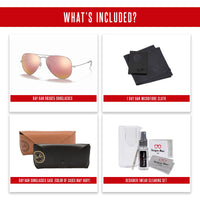 Ray - Ban RB3025 Metal Aviator Sunglasses For Men For Women + BUNDLE with Designer iWear Eyewear Care Kit - 7DAY'S