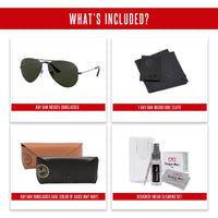 Ray - Ban RB3025 Metal Aviator Sunglasses For Men For Women + BUNDLE with Designer iWear Eyewear Care Kit - 7DAY'S