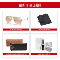 Ray - Ban RB3025 Metal Aviator Sunglasses For Men For Women + BUNDLE with Designer iWear Eyewear Care Kit - 7DAY'S
