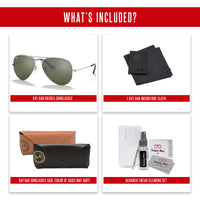 Ray - Ban RB3025 Metal Aviator Sunglasses For Men For Women + BUNDLE with Designer iWear Eyewear Care Kit - 7DAY'S
