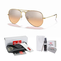 Ray - Ban RB3025 Metal Aviator Sunglasses For Men For Women + BUNDLE with Designer iWear Eyewear Care Kit - 7DAY'S