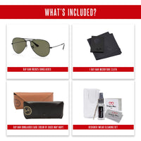 Ray - Ban RB3025 Metal POLARIZED Aviator Sunglasses For Men For Women + BUNDLE with Designer iWear Eyewear Care Kit - 7DAY'S
