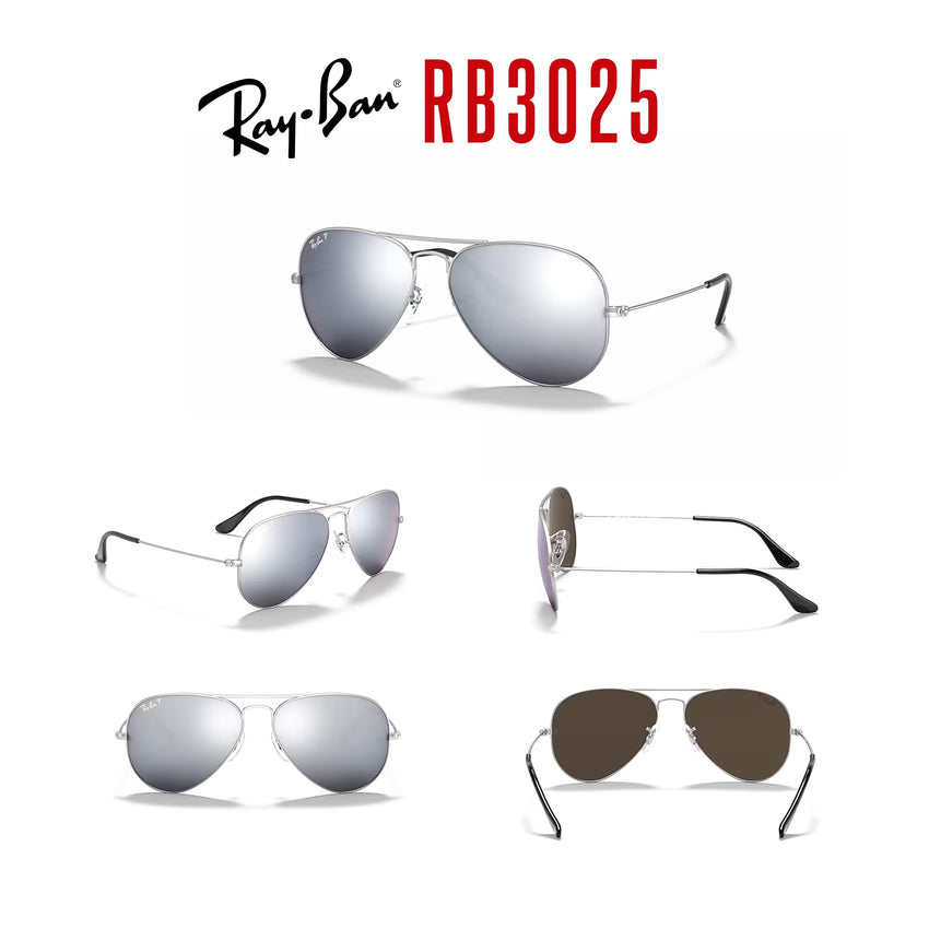 Ray - Ban RB3025 Metal POLARIZED Aviator Sunglasses For Men For Women + BUNDLE with Designer iWear Eyewear Care Kit - 7DAY'S