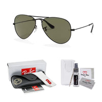Ray - Ban RB3025 Metal POLARIZED Aviator Sunglasses For Men For Women + BUNDLE with Designer iWear Eyewear Care Kit - 7DAY'S