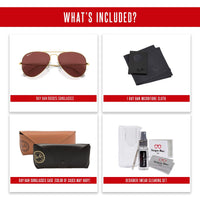 Ray - Ban RB3025 Metal POLARIZED Aviator Sunglasses For Men For Women + BUNDLE with Designer iWear Eyewear Care Kit - 7DAY'S