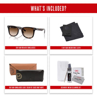 Ray - Ban RB4420 Square Sunglasses for Men for Women + BUNDLE With Designer iWear Complimentary Eyewear Kit - 7DAY'S