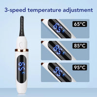 Rechargeable Electric Heated Eyelash Curler Digital Display Eyelash Curler Beauty Makeup Tool 3 Gears Temperature Control - 7DAY'S
