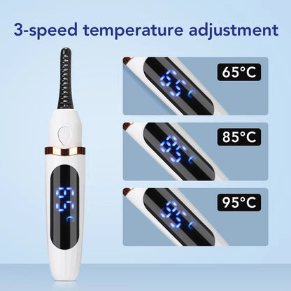 Rechargeable Electric Heated Eyelash Curler Digital Display Eyelash Curler Beauty Makeup Tool 3 Gears Temperature Control - 7DAY'S