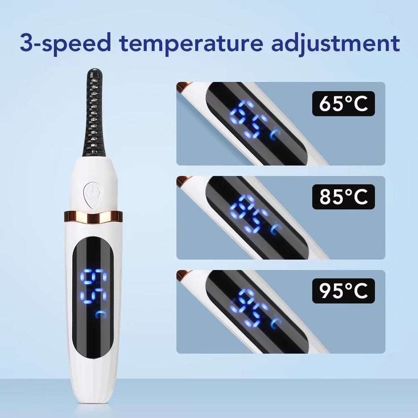 Rechargeable Electric Heated Eyelash Curler Digital Display Eyelash Curler Beauty Makeup Tool 3 Gears Temperature Control - 7DAY'S