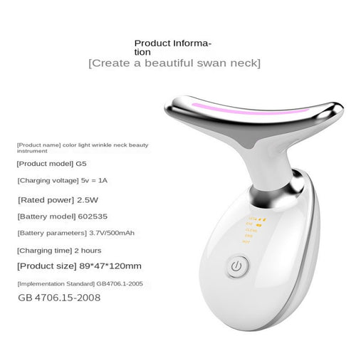 Red - Light - Therapy - for - Face and Neck, Red Light Therapy Wand, 3 Color Led Face Neck Massager for Skin Tightening, Face Lift, Wrinkle Removal, White - 7DAY'S