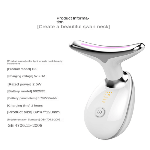 Red - Light - Therapy - for - Face and Neck, Red Light Therapy Wand, 3 Color Led Face Neck Massager for Skin Tightening, Face Lift, Wrinkle Removal, White - 7DAY'S