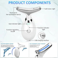 Red - Light - Therapy - for - Face and Neck, Red Light Therapy Wand, 3 Color Led Face Neck Massager for Skin Tightening, Face Lift, Wrinkle Removal, White - 7DAY'S