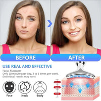 Red - Light - Therapy - for - Face and Neck, Red Light Therapy Wand, 3 Color Led Face Neck Massager for Skin Tightening, Face Lift, Wrinkle Removal, White - 7DAY'S