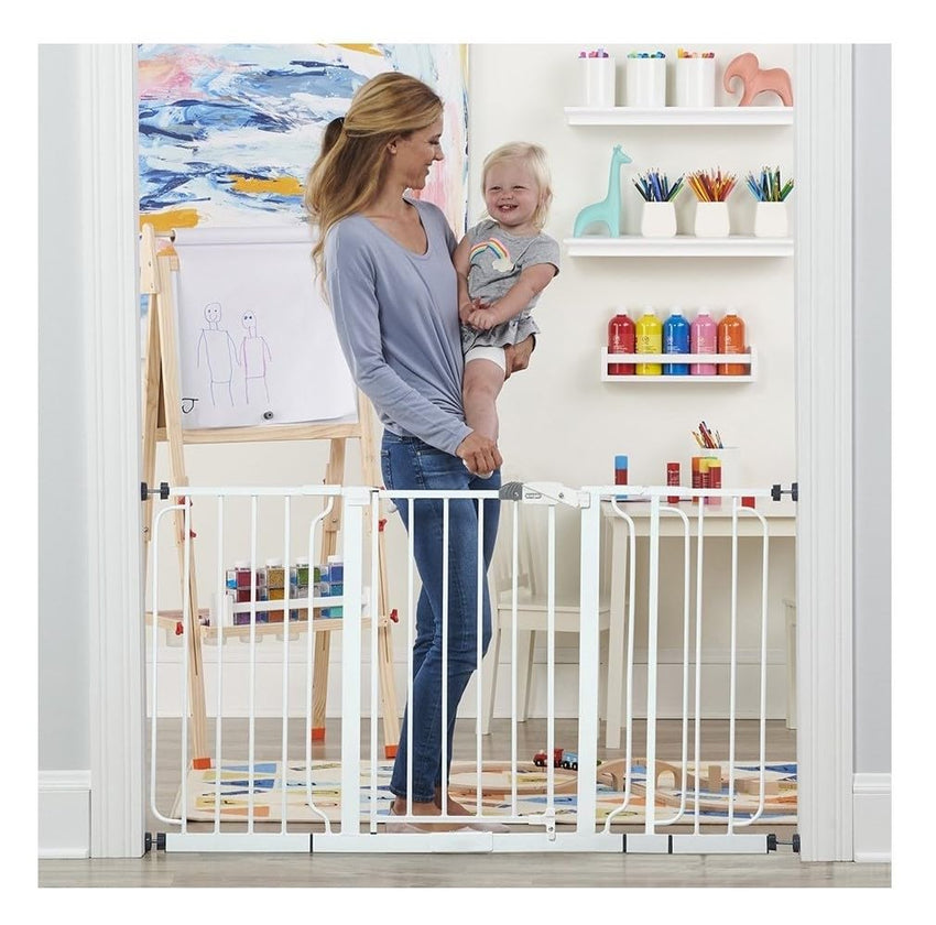 Regalo Easy Step 38.5 - Inch Extra Wide Walk Thru Baby Gate, White Original version - 7DAY'S