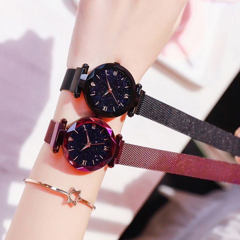 reloj mujer Women's Fashion Starry Sky Watches Magnet Buckle Mesh Belt Diamond Quartz Watch Women Dress Clock relogio feminino - 7DAY'S