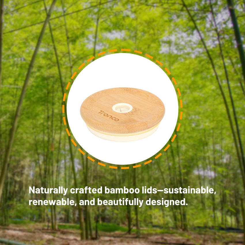 Replacement Bamboo Lid for Tumblers, Press - In Lid, Fits Tronco 32 oz 42 oz Glass Tumblers with Handle, Amber - 7DAY'S