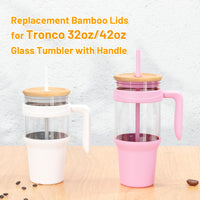 Replacement Bamboo Lid for Tumblers, Press - In Lid, Fits Tronco 32 oz 42 oz Glass Tumblers with Handle, Amber - 7DAY'S