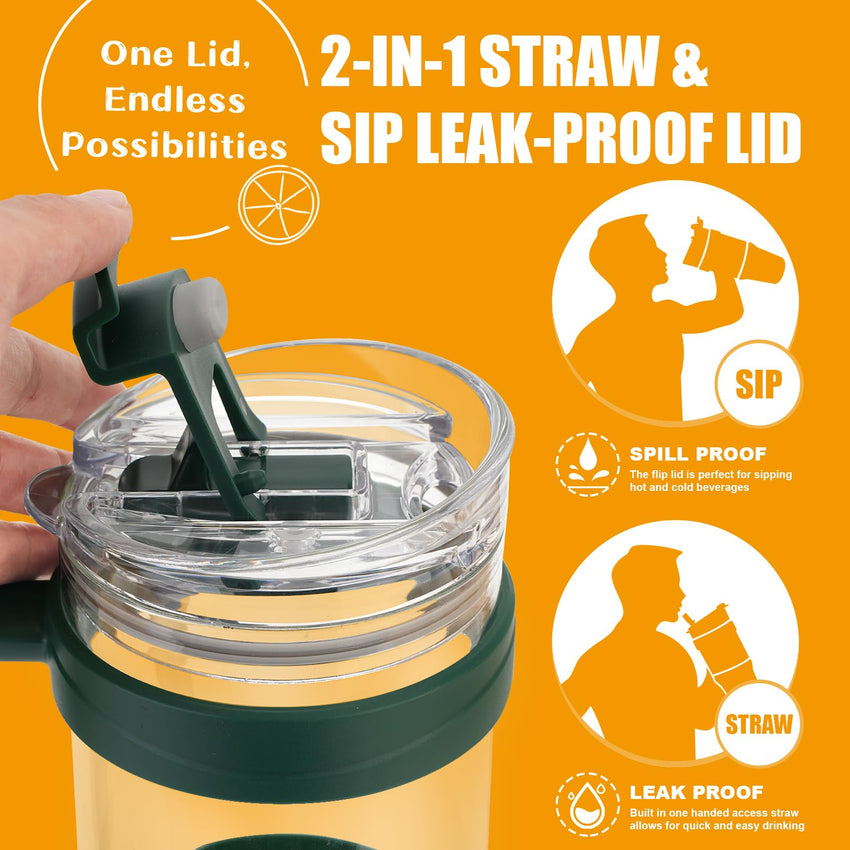 Replacement Bamboo Lid for Tumblers, Press - In Lid, Fits Tronco 32 oz 42 oz Glass Tumblers with Handle, Amber - 7DAY'S