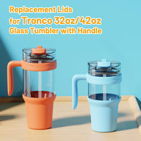 Replacement Bamboo Lid for Tumblers, Press - In Lid, Fits Tronco 32 oz 42 oz Glass Tumblers with Handle, Amber - 7DAY'S