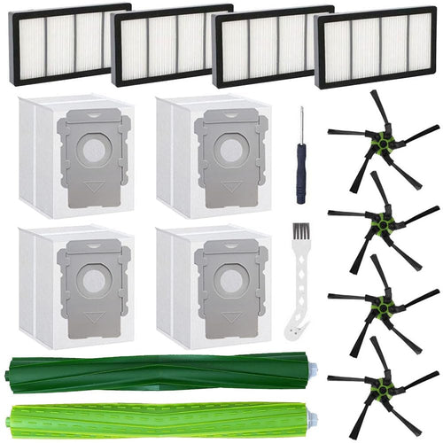 Replacement Parts for iRobot Roomba s9 (9150) s9+ s9 Plus (9550) s Series Vacuum Cleaner, Accessories includes 1 Set of Multi - Surface Rubber Brush,4 Side Brushes,4 Filters,4 Dust Bags - 7DAY'S