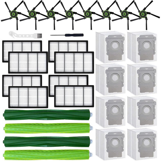Replacement Parts for iRobot Roomba s9 (9150) s9+ s9 Plus (9550) s Series Vacuum Cleaner, Accessories includes 1 Set of Multi - Surface Rubber Brush,4 Side Brushes,4 Filters,4 Dust Bags - 7DAY'S