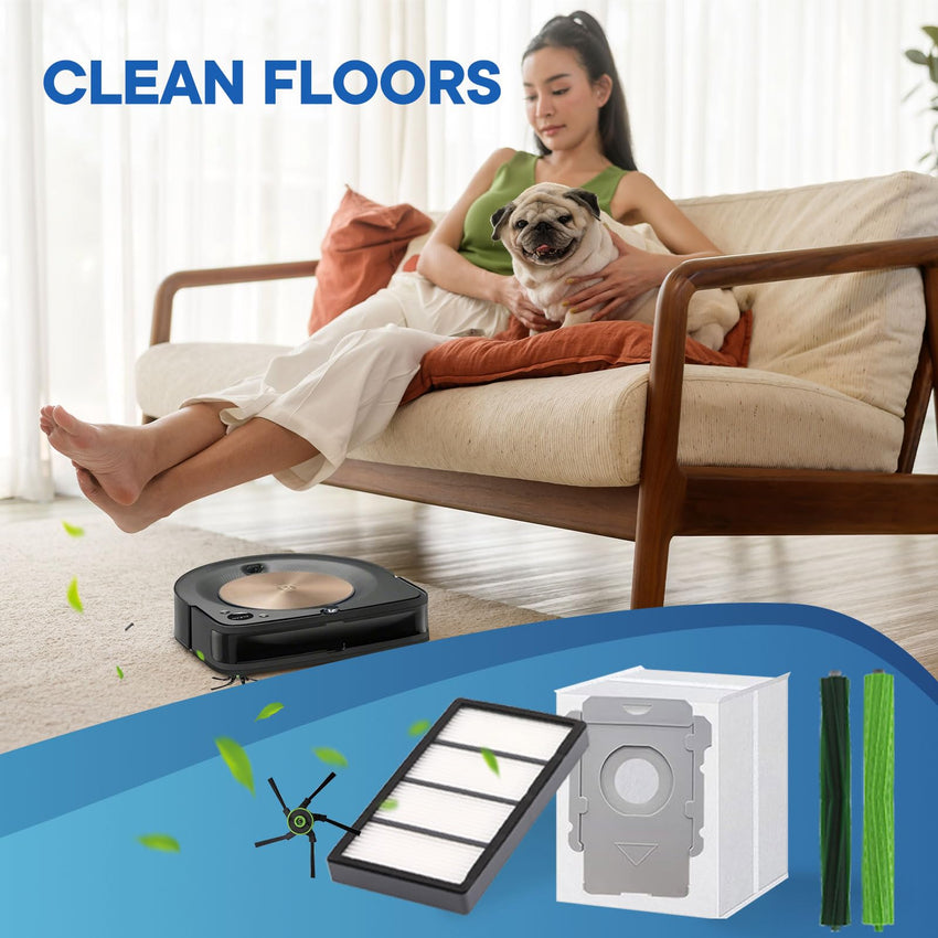 Replacement Parts for iRobot Roomba s9 (9150) s9+ s9 Plus (9550) s Series Vacuum Cleaner, Accessories includes 1 Set of Multi - Surface Rubber Brush,4 Side Brushes,4 Filters,4 Dust Bags - 7DAY'S